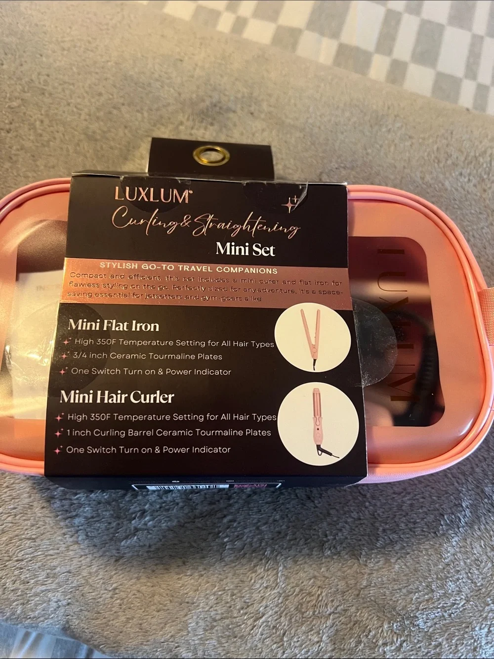 LuxLUM Pink Curling & Straightening Mini Set - Travel Styler